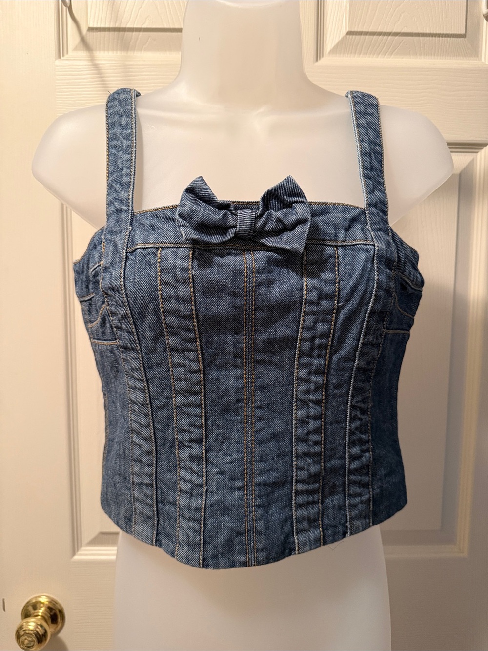 Marc Jacobs Blue Denim Bow-Front Cami